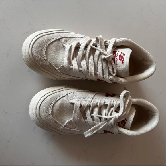 New Balance Cream and Red Athletic Shoes - Picture 4 of 7